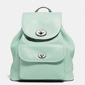 Coach Pebbled Turnlock Mini Backpack